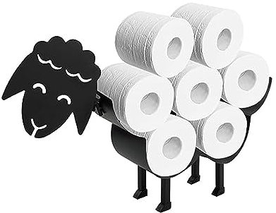 HADAVAKA Porta Carta Igienica Pecora Nera, Porta Rotolo di Carta Pecora in Metallo, Porta Rotolo di Carta Igienica per Bagno, Porta Rotolo di Carta Igienica per Bagno (Sheep)