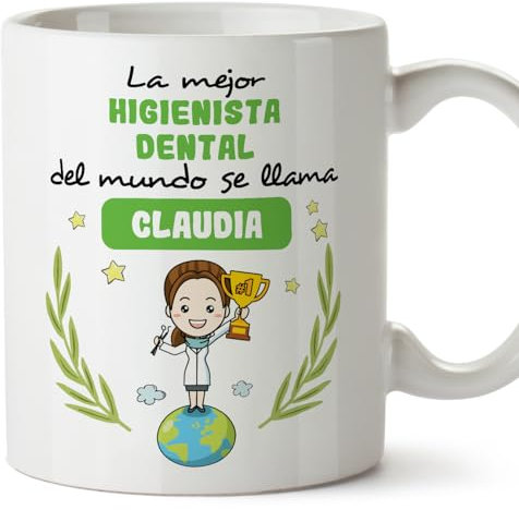 MUGFFINS Tazas Personalizadas para HIGIENISTA DENTAL mujer - En Español - Eres Mejor del Mundo - 11 oz / 330 ml - Regalo Personalizable original y divertido