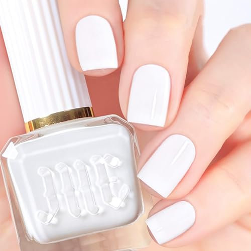 EONFAVE White Nail Polish - Pure White Nail Polish - Milky White Nail Varnish - Quick Dry Nail Polish - Long Lasting Nail Varnish Pastel Nail Polish for DIY Nail Art No Need Baking