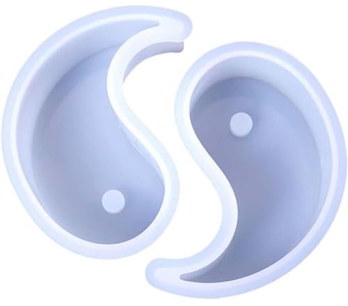 Lot de 2 moules à bougies Yin Yang en silicone pour Tai Chi - Moule en résine pour bougies parfumées, savon, loisirs créatifs