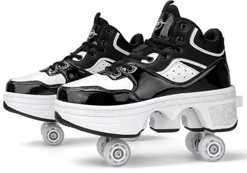 PacuM 2 in 1 Roller Skate Schuhe, Erwachsener Walk Deformation Schuhe, Laufschuhe im Freien mit Rad,44