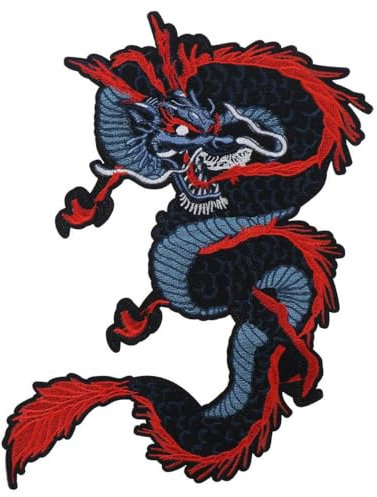 YYlingx Schwarzer Drache zum Aufnähen und Aufbügeln, Aufnäher für Kleidung, Rucksackdekoration, DIY-Kostüm