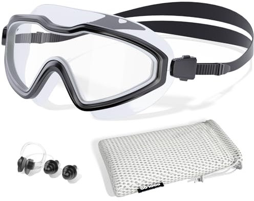 COOLOO Schwimmbrille Herren Damen, Weitblick Erwachsene Schwimmbrille ohne Leckage, Anti-Beschlag & Anti-UV Modische Jugend