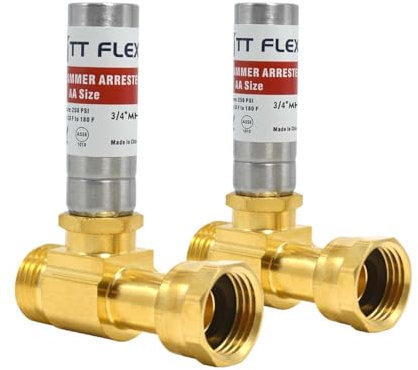 TTFLEX Stainless Steel Water Hammer Arrestor 3/4 Inch Swivel FHT x 3/4 Inch MHT For Washing Machine and garden hose water pipe