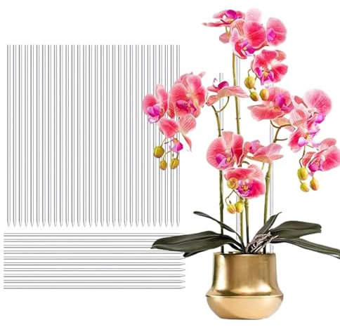 Qivine 30 Stück Pflanzenstütze 40cm Acryl Transparente Pflanzstäbe Indoor Outdoor Garten Blumenstütze Pflanzenstab für Orchideen, Pfingstrose, Tomate