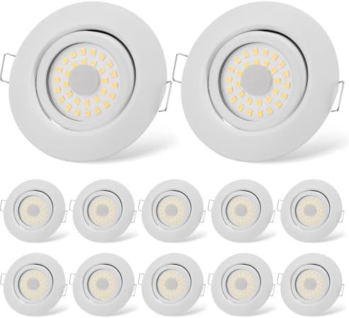cloksh LED Einbaustrahler 230V Flach Dimmbar LED Spots 6W IP44 Bad Einbauleuchten Weiß Deckenspots Deckenstrahler,Warmweiß 3000K Schwenkbar Einbauspots für Badezimmer Küche Wohnzimmer,12er Set