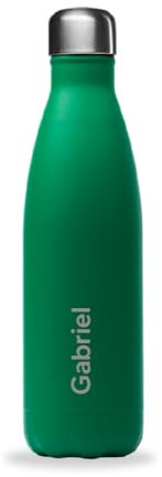 Qwetch - Bouteille Personnalisée Isotherme 500ml Matt - Gourde Nomade Inox Recyclé - 24h Froid et 12h Chaud - Etanche, Sans BPA & Réutilisable (Vert toundra)