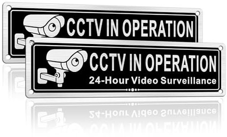 TAKULA Security Sign-24hr CCTV Operation Sign,7 * 2Inch CCTV Sign-2Pack-CCTV Surveillance Sign can be Used in a Variety of Settings Such as Homes, Offices,etc.