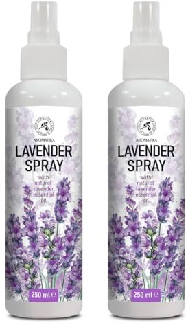 Aroma Spray Set Lavande 2x250ml - Spray à l'Huile Essentielle d'Lavande - Brume Parfumée - Maison Spray d'Intérieur - Parfum de Linge - Vaporisateur d'Oreiller - Relaxation - Aromathérapie