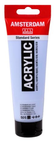Amsterdam Standard Serie Acrylfarbe Ultramarin hell (505) - 120ml Tube, deckend, hohe Lichtechtheit, satiniertes Finish, vielseitige mittlere Viskosität für verschiedene Untergründe