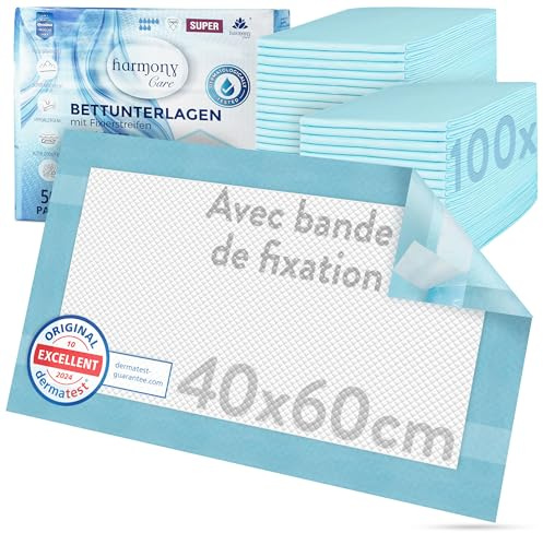 Harmony Care® 300 x rutschfeste Inkontinenz Bettunterlage, saugstarke Wickelunterlage, 6-lagig - 40 x 60 cm saugstarke Krankenunterlagen - Welpenunterlage einweg
