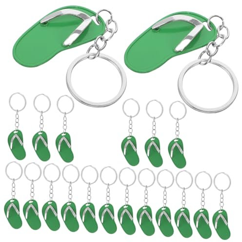 KOMBIUDA 20 Stück Hausschuh Schlüsselanhänger aus Eva Grün Kreative Deko für Tasche und Selbstgemacht mit Wire Keychain Fein Verarbeitet Zufällige Farbe