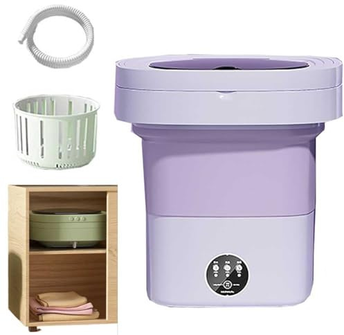 ROFALI Tragbare Waschmaschine, Mini-Waschmaschine, faltbar, 15 l, große Kapazität, kleine Waschmaschine für Wohnungen, Schlafsäle, Camping, Wohnmobil, Reisen (lila)