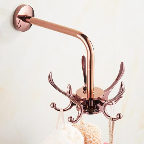 UJNHGQ 1pc Style Européen Créatif Chambre Crochet Cintre Tenture Murale Non-sol Porte-Manteau Patère Rotatif, Or Rose, 1