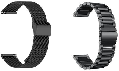 Edelstahl-Metall-Uhrenarmbänder Kompatibel mit Garmin Forerunner 55/Forerunner 158 Armbänder, Verstellbares Wasserdicht Ersatz-Uhrenarmband Armband Zubehör Uhrenarmband (Z-Solid/Mesh Schwarz)