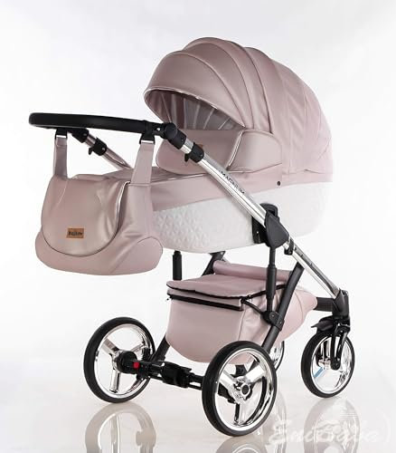 Passeggino in similpelle BBtwin Magnum GT 3in1 navicella a forma di diamenti, 3 pezzi, carrello in eco-pelle trio completo. Rosa