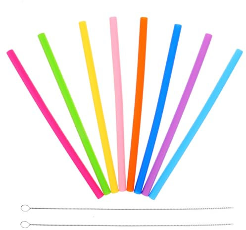 OFFSCH Bunte Wiederverwendbare Silikon-strohhalme Für Zuhause Und Partys Mit Reinigungsbürste Lebensmittelechtes Silikon-trinkhalme