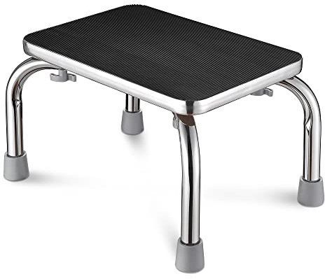 Marchepied médical avec plateforme en caoutchouc antidérapant, cadre en acier chromé, capacité de charge de 500 lb, utilisation à domicile, salle de bain, cuisine, cliniques, laboratoires (sans poig