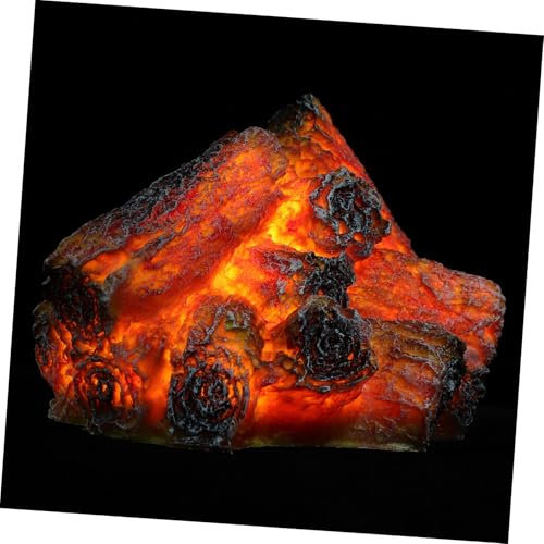 LED Kaminholzscheite mit Holzkohleflamme, Kunstharz ABS