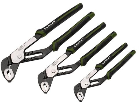 Draper Expert 3 Piece Water Pump Pliers Set 300mm, 250mm & 200mm | Adjustable Hardened Serrated Teeth Jaws | High Torque Diamond-Shaped Jaws