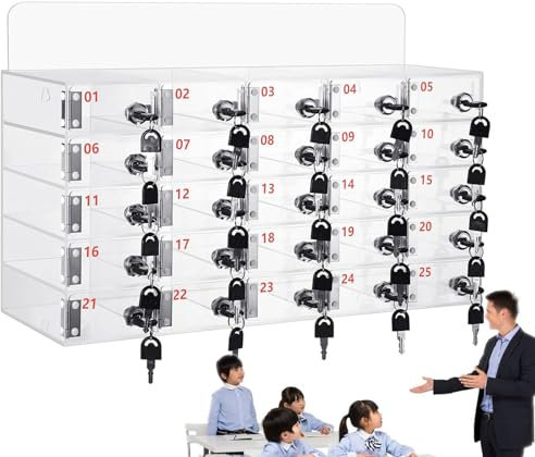 Ladestationen für Mobiltelefone, Telefon-Aufbewahrungsschrank, durchsichtiger Handy-Schließfachkasten mit Schlüsseln, Aufbewahrungsschrank für Mobiltelefone, an der Wand montierter durchsichtiger Tele