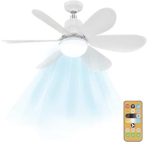 XUZIE Ceiling Fans with Lights and Remote Control, Ceiling Fan Light with 6 Blades Supports, 3 Speeds Adjustment, 3 Color Switching, Timing, Fan Light Ceiling for Bedroom, Living Room, Kitchen