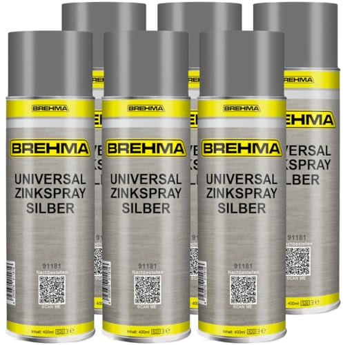 BREHMA 6x Universal Zinkspray silber Grundierung Korrosionsschutz 400ml