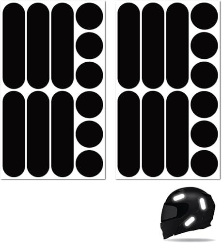 24 Stück Universal Retro Reflektierende Aufkleber Kit, Reflexfolie Nacht Sicherheit Signalisierung, für Fahrräder, Motorradhelme, Motorräder, Spielzeug, Erhöht die Sichtbarkeit und Sicherheit（Schwarz）