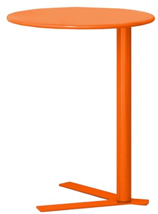Failjierue C Shaped Wrought Iron Round Table Small Coffee Sofa End Table, Bedroom Nightstand for Living Room, Garden & Picnic, Black(Orange)