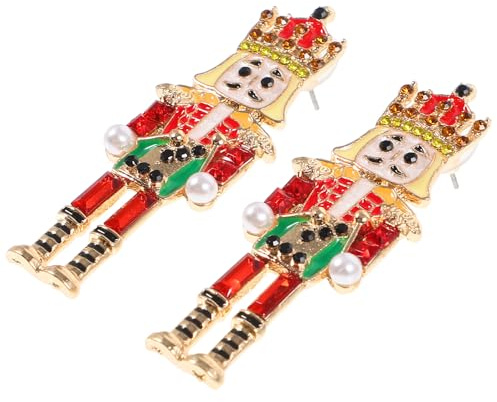 PACKOVE Nutcracker Soldier Earrings for Women Red Christmas Nutcracker Drop Earrings Decors 1 Pair Fashionable Xmas Jewelry