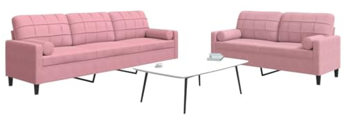 ROMHZKS Velours Sofagarnitur mit Metallgestell, Polsterung und Nackenkissen für Wohnzimmer, Esszimmer, Schlafzimmer, gemütliche Sitzgruppe, Bequeme Couchgarnitur