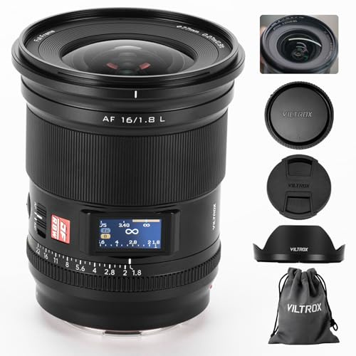 VILTROX 16mm F1.8 L-Mount Full Frame Lens, Large Aperture Ultra Wide Angle Auto Focus Lens Built-in LCD Screen for Panasonic LUMIX S5 II S1 S9 S1R Il, for Leica SL2, for Sigma FPL BF