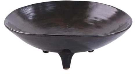 Coupe à Fruits en Céramique à 3 Pieds, Bol à Fruits, Plat Sur Piédestal, Plateau de Service, Corbeille Fruit, Panier Décoratif pour Amuse-Gueules et Desserts, Assiette Sur Pied, Café Dia 15.5 Cm