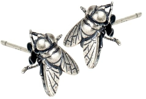 BRIGHTFUFU Boucles d'oreilles en argent S925 forme mouche pour femmes, style punk délicat, durables et résistantes à l'oxydation, idéales pour fête et cérémonie, 1 paire