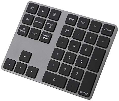 ASHATA Wireless Numberic Tastatur, 34 Tasten Kabellos Bluetooth Ziffernblock,Tragbar Nummernblock Drahtloser Tastatur Numeric Keypad Numpad für Windows/iOS/Android PC Computer