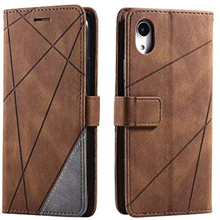 SONWO Case for iPhone XR Case, Premium Leather Flip Wallet Case Magnetic Closure Card Slots Kickstand Phone Case for iPhone XR, Brown