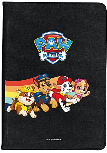 Universal-Schutzhülle für Tablet 10 Paw Patrol, offizieller Hintergrund aus schwarzem Kunstleder