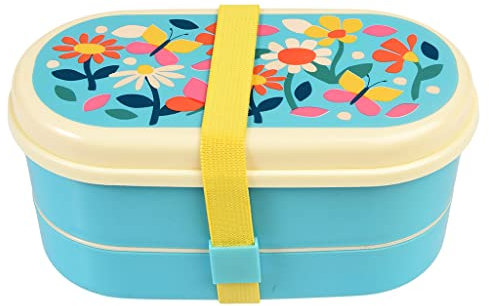 Rex London Butterfly Garden Bento Box, Multicolored, 2 Fächer, BPA-frei, 17x9x8 cm