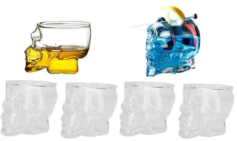 Juego de 6 vasos de chupito de cristal, vasos de chupito de calavera, vasos de chupito de whisky 3D, copa de calavera para vino, decoración de cócteles, copas de calavera para fiestas, 75 ml