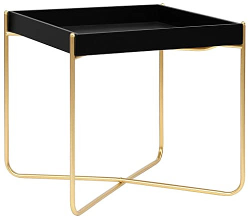 INLIFE Beistelltisch Schwarz und Golden 38x38x38,5 cm MDF