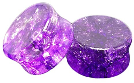 Musihy Plugs 10mm, 2 Stücke Ohr Expander Lila Ohr Plug Stein Violettes Glas Tunnel 00G