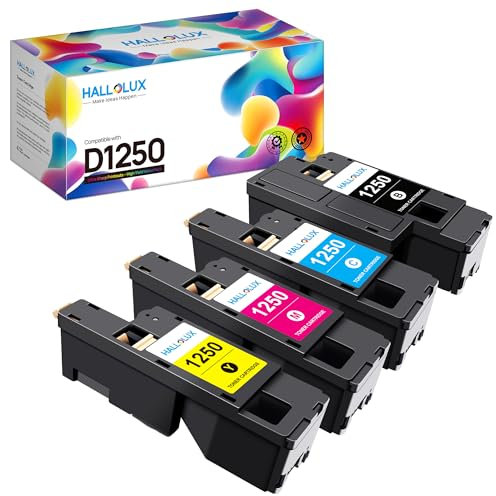 HALLOLUX 1250 Toner Kompatible für Dell 1250c 1250 Multipack Druckerpatronen für C1765nfw C1765nf C1760nw 1350cnw 1355cn 1355cnw C1760 C1765,Schwarz Cyan Gelb Magenta, 4er-Pack