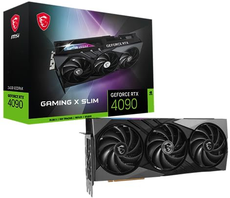 MSI Gaming GeForce RTX 4090, 24GB GDRR6X, 384-Bit, Extreme Clock: 2595 MHz, HDMI/DP Nvlink Tri-Frozr 3 Ada Lovelace Architecture OC Graphics Card (RTX 4090 Gaming X Slim 24G)