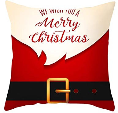 CEVAN Leinen Kissenbezüge Landhausstil Kissenhülle Orientalisch Rot Schwarz Kissenbezüge Kinderzimmer Kissenbezug Sessel Weihnachtsmann-Bart Und Gürtelschnalle Kissenbezüge 45x45 cm