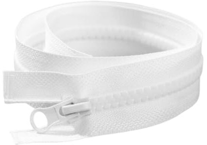 1 Stück Reißverschluss in Weiß 70 cm, Nylon Endlosreißverschluss, Langer Spiralreißverschluss, #8 Reißverschluss, Teilbar Reissverschluss, Für Jacken, Taschen, Bettwäsche (Weiß)