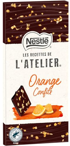 Nestlé Les Recettes de L'Atelier - Tablette Chocolat Noir Orange Confite - 100g