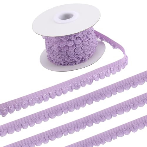GORGECRAFT 10 Yards Stretch-Besatz Elastisches Spitzenband 13mm Breit Dessous-Kantenbesatz Blumenmuster Gehäkelte Nähspitzenrolle Für Heimwerker Kleidung Geschenkverpackungen Hochzeitsbedarf Flieder