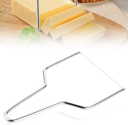 Prasacco Cheese Slicer Wire Cheese Slicer Stainless Steel Butter Slicer with Wire Handheld Cheese Slicer for Block Cheese