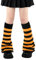 Olreco Beinstulpen Kawaii Y2K Harajuku für Mädchen Frauen Gyaru Niedliche Goth Lolita Zubehör, Schwarz & Orange Streifen Ausgestellt, Einheitsgröße