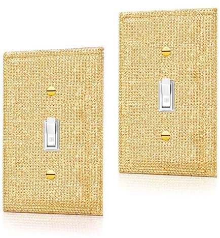 2 Stück glänzende goldene Strasssteine, einzelner Kippschalter, dekorative Strasssteine, Schalterplatte, dekorative Wandplatte
